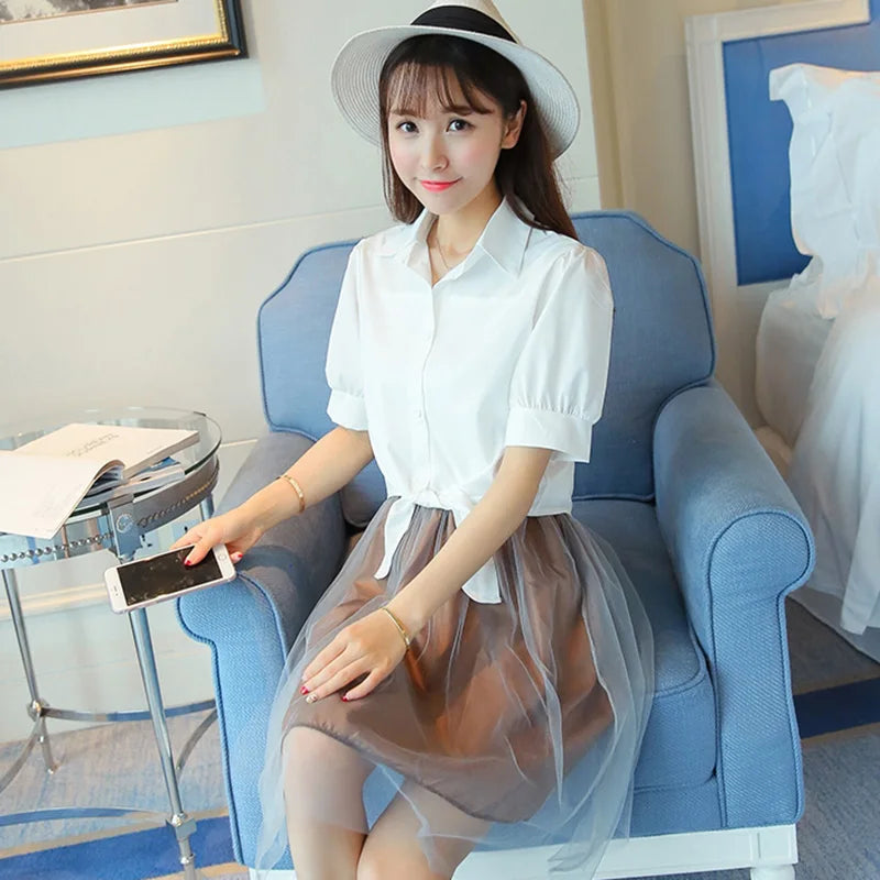100% Cotton Blouse Holiday Loose Short Sleeve New