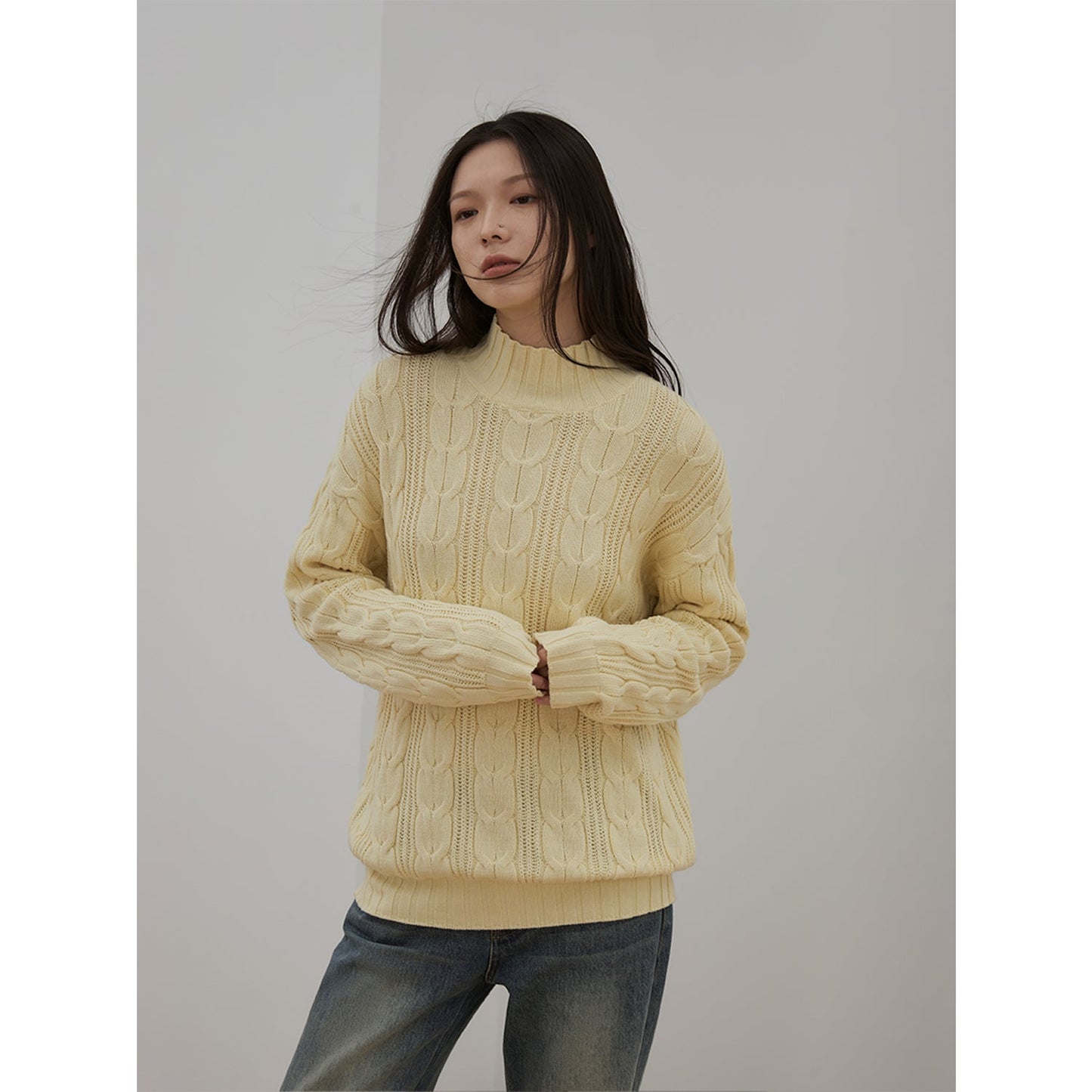Women’s Merino Wool Twisted Oversized Sweaters Turtleneck，“Autumn Moon Star Sea”